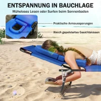 Outsunny ligbed met leesgat 190 cm x 56 cm x 28 cm, blauw(m-4)