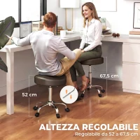 HOMCOM Sgabello Girevole a 360° con Altezza Regolabile, in Finta Pelle, Capacità 120 kg, 39x34.5x52-67.5 cm, Marrone(m-4)