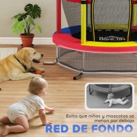 HOMCOM Cama Elástica Infantil Ø160 cm Trampolín para Niños de 3-6 Años con Red de Seguridad Patas en Forma de L Multicolor(m-8)