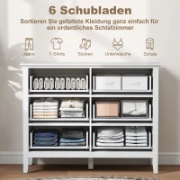 HOMCOM Commode dressoir met 6 lades modern opbergmeubel voor woonkamer slaapkamer hal 100 x 40 x 78 cm Wit(m-4)