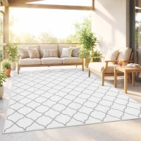 Outsunny Outdoor Tapijt Robuust Weerbestendig Tapijt met Netpatroon 182 x 274 cm Grijs(m-9)