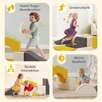 AIYAPLAY 7-teiliges Kinder Schaumstoff Bausteine für Kinder mit abnehmbarem Bezug, Indoor Kletter- und Krabbelspielzeug, Gelb(m-6)