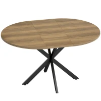 HOMCOM Uitschuifbare eettafel voor 4-6 personen, keukentafel in industriële look met X-vormig onderstel, bruine houtlook(m-1)