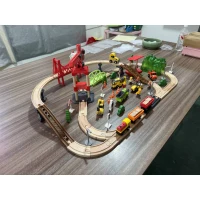AIYAPLAY Comboio de Brinquedo para Crianças 3+ Anos 91 Peças em Madeira com Mulher Vias Veículos Personagens Multicolorido(m-4)