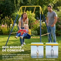 AIYAPLAY Estructura de Columpio Infantil Plegable con 2 Ganchos 4 Estacas Resistente para 50 kg Forma A 128x155x157 cm Azul(m-6)