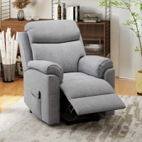 HOMCOM Poltrona Alzapersona Reclinabile con Poggiapiedi, in Tessuto effetto Lino, 83x89x102 cm, Grigio(m-10)