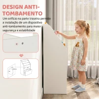 HOMCOM Estante de Madeira para Brinquedos com 3 Compartimentos 2 Cubos e Gaveta Móvel com 4 Rodas Estante para Livros Infantil para Dormitório Infantil Sala de Jogos 60x29,9x90cm Branco(m-7)