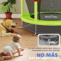 HOMCOM Cama Elástica Infantil Trampolín para Niños de 3-6 Años con Red de Seguridad Carga 45 kg Ø140x190 cm Verde(m-8)