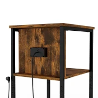 HOMCOM Bijzettafel met laadstation en 2 open planken, tijgerhoutlook(m-11)