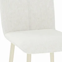 HOMCOM Eetkamerstoelen set van 2, gevoerde keukenstoelen in linnenlook met lichte poten, crème(m-11)