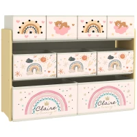 AIYAPLAY Étagère de rangement enfant étagère à 3 niveaux avec 9 boîtes en tissu non tissé 93 x 30 x 70 cm jaune(m-1)