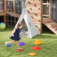 AIYAPLAY Balansstapstenen voor Kinderen, 6 Delig, Antislip, Obstakelstenen voor Motorische Ontwikkeling, Kunststof, Kleurrijk(m-2)