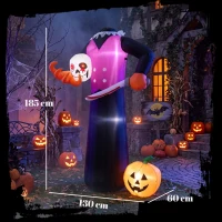 Outsunny 6 FT Halloween Inflatable Headless Skeleton, Blow Up Halloween Skeleton Decoration with LED Lights for Indoor Outdoor(m-3)