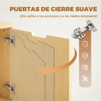 HOMCOM Cajonera de Oficina con 5 Cajones Ruedas y Armario con Cierre Suave Soporte para Impresora Natural(m-7)
