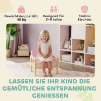 AIYAPLAY kinderfauteuil met ribstof-look, massieve houten poten, schuimstoel voor kinderkamer en speelkamer, 46,5 x 44 x 45 cm, voor kinderen 3-8 jaar Roze(m-6)
