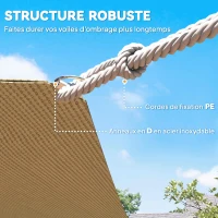 Outsunny Voile d'ombrage rectangulaire 4x6m toile ombrage extérieur protection anti-UV 185g/m² HDPE, pour jardin terrasse extérieur patio piscine balcon, sable(m-5)
