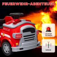 AIYAPLAY Elektrische Kinderauto 12V met Claxon, Muziek, Sirene, Zwaailicht, Voertuig met Koplampen, Zachte Start, Brandweerauto voor 3-5 jaar, 3 km/u, Rood(m-4)
