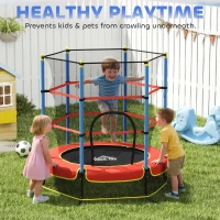 HOMCOM Trampoline Enfant Ø 1,75 × 1,90H m Filet de sécurité Porte zipée Couvre-Ressorts 6 poteaux rembourrés Noir Rouge Bleu(m-9)