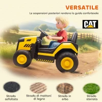 AIYAPLAY Macchina Elettrica per Bambini 3-6 Anni Marchio Ufficiale CAT 12V, Guida Manuale e con Telecomando, Giallo(m-5)