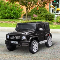 HOMCOM Coche Eléctrico para Niños de Batería 12 V BENZ G500 con Control Remoto Música Bocina  3-5 km/h Carga 30 kg Negro(m-10)
