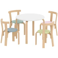 AIYAPLAY 5-teiliges Kindertisch- und Stuhlset, leichtes Massivholz, Bunt(m-11)