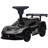AIYAPLAY Rutschauto, Maserati, Stauraum, Hupe & Musik, Flüsterreifen, für 1,5 bis 5 Jahre, bis 25 kg, Schwarz(m-10)