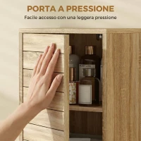 HOMCOM Mobile da Bagno Slim con Porta a Doghe, 3 Ripiani, Finitura Naturale(m-7)