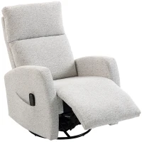 HOMCOM Fauteuil inclinable de massage et chauffage, fauteuil de relaxation en chenille, dossier réglable, pivotant 360°, crème(m-13)