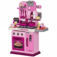 AIYAPLAY Spielküche, 33-teiliges Set, Licht- & Soundeffekte, für Kinder 3-6 Jahre, Pink(m-11)