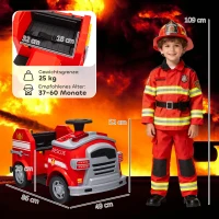 AIYAPLAY Elektrische Kinderauto 12V met Claxon, Muziek, Sirene, Zwaailicht, Voertuig met Koplampen, Zachte Start, Brandweerauto voor 3-5 jaar, 3 km/u, Rood(m-3)
