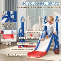 AIYAPLAY Scivolo per Bambini 4 in 1 con Altalena, Scaletta da Arrampicata e Cestino da Basket, 18-48 Mesi, Blu scuro(m-5)