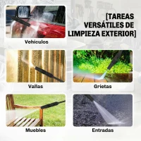 Outsunny Hidrolimpiadora de Alta Presión 1600W 120 Bar con Bomba Boquilla Ajustable y Parada Automática 29,5x22x60 cm Amarillo(m-9)