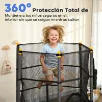 HOMCOM Trampolín para Niños de +3 Años Ø163 cm con Red de Seguridad y Marco de Acero Carga 50 kg para Interior y Exterior Negro(m-6)