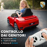 AIYAPLAY Macchina per Bambini 3-5 Anni con Licenza Ufficiale RUF GT, Telecomando, Cintura di Sicurezza e Musica, Rosso(m-4)