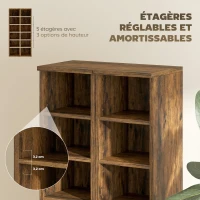HOMCOM Lot de 2 étagères colonnes armoire de rangement CD-DVD 12 compartiments 21 x 22,5 x 88,5 cm capacité 204 CD marron(m-6)