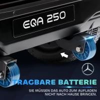 HOMCOM Elektrische kinderauto, gelicenseerde Mercedes-Benz EQA, 3-8 km/u, muziek, koplampen, claxon, afstandsbediening, zwart(m-6)