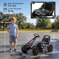 AIYAPLAY Kart à pédales Go-Kart pour enfants siège réglable pneus EVA embrayage manuel et frein 110 x 61 x 62 cm noir(m-3)