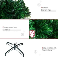 HOMCOM 4FT Green Fibre Optic Artificial Christmas Tree Xmas Colourful LED Scattered Tree with Snowflakes Ornaments Fireproofing(m-5)