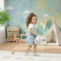 AIYAPLAY Cabeza de Caballo con Palo de Madera Diseño Unicornio Sonidos y Ruedas Caballo de Juguete 95 cm de Altura Blanco(m-10)