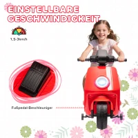 AIYAPLAY 6V Elektrische Kindermotor met Koplamp en Muziek, Voor- en Achteruit, Trainingswielen, 18-36 Maanden, Rood(m-7)