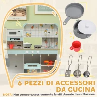 AIYAPLAY Cucina Giocattolo per Bambini 3+ Anni in Legno, Fornello Interattivo, Forno e Macchina Caffè, Bianco(m-6)