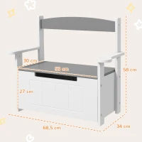 AIYAPLAY Coffre à jouets pour enfants 2 en 1 et banc avec dossier et accoudoirs - vérin pneumatique 68,5L x 34l x 58H cm(m-3)