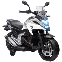 AIYAPLAY Elektro-Kindermotorrad, Honda, 3 km/h, Musik & Licht, 3-6 Jahre, bis 30 kg, Weiß(m-1)