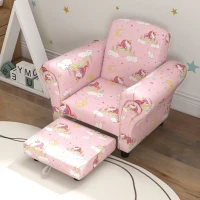 AIYAPLAY 2 Piece Kids Sofa Set with Unicorn Design, Wooden Frame, for 1.5-3 Years Old, Pink(m-8)