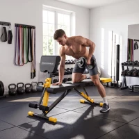 SPORTNOW Adjustable Weight Bench for Home Gym, 300kg Incline Decline Flat Foldable Bench Press with 6 Backrest Positions, Yellow(m-9)