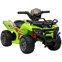 HOMCOM Quad Elettrico per Bambini 18-36 Mesi con Batteria Ricaricabile 6V e Fari, in Metallo e PP, 66x44x42 cm, Verde(m-1)