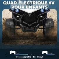 AIYAPLAY Quad électrique enfant 6V, voiture électrique enfants ATV, musique et phares LED, pour 18-56 mois, 70x42x45cm, blanc(m-4)