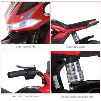 HOMCOM Kids Electric Motorbike 6V Ride On Battery Powered Motorcycle w/ Lights Music Forward Brake for 3-8 Years Old Red(m-7)
