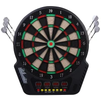HOMCOM Elektronische Dartscheibe Dartboard Dart-set mit LED Anzeige mit automatischer Wertung Soundeffekte 6 Darts 24 Dartköpfe 27 Spiele und 243 Trefferoptionen für 16 Spieler 44 x 51,5 x 3,2 cm(m-12)
