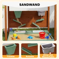 AIYAPLAY Sandkasten mit Sonnendach für Kinder, 2 Aufbewahrungsbehälter, 116L x 112,5B x 128H cm, Tannenholz, Kunststoff, Grün(m-4)
